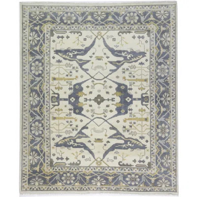 Floral Handmade Hand-Knotted Runner 2'6" x 8' Wool Area Rug in Blue/Brown | Wayfair North America