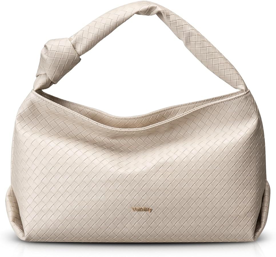 Hobo Bags For Women, Woven Leather Shoulder Purse Fashion Designer Ladies Top-Handle Handbag | Amazon (US)
