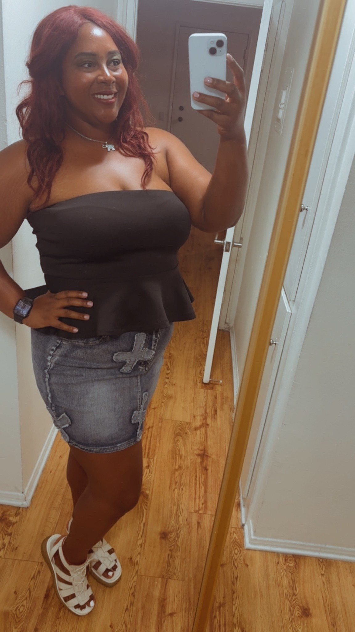 Giving Little Mermaid Vibes! Cute date night or girls night out outfit! Love this denim mini skirt it’s so versatile