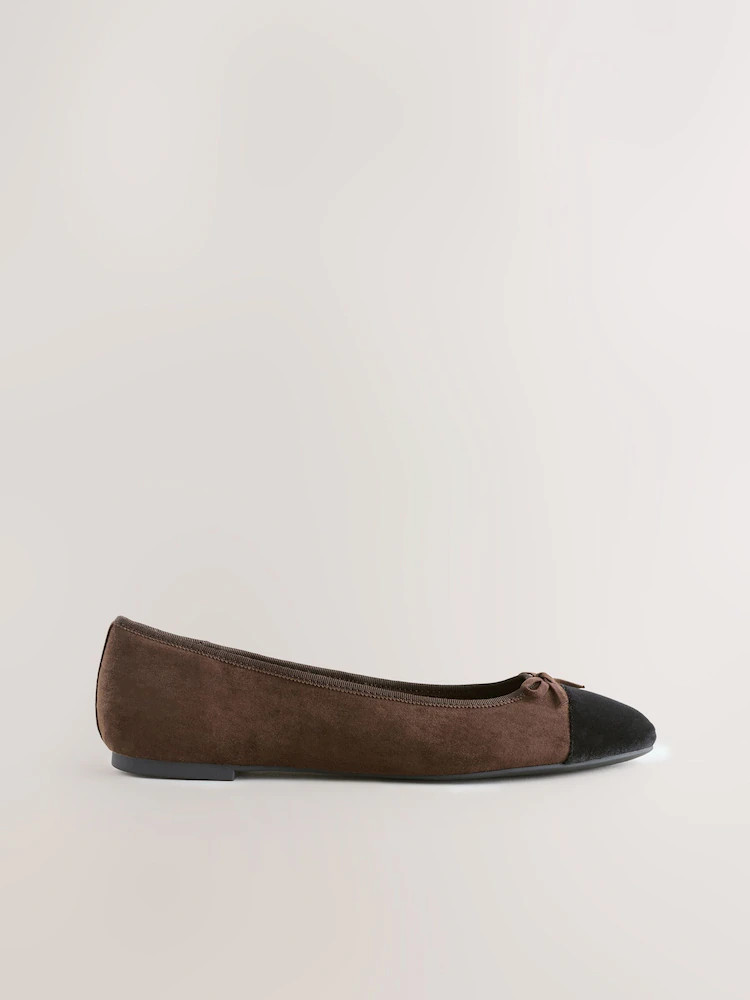 Chocolate Brown Standard/Wide Fit Round Toe Ballerina Shoes | Next EU