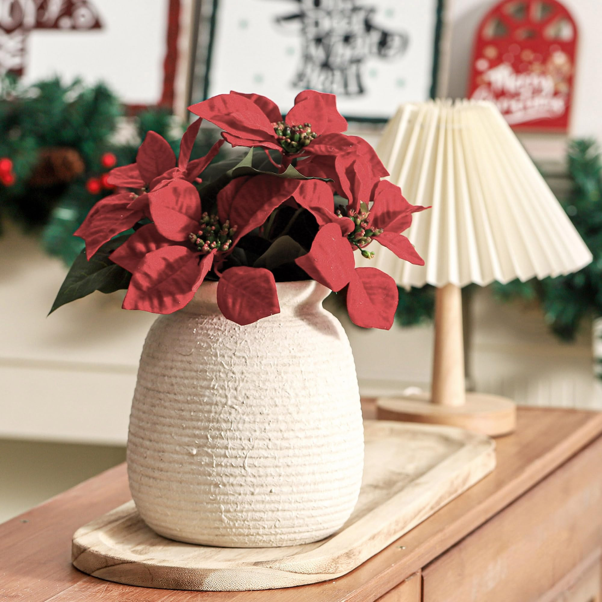 Ceramic Rustic Neutral Vase, 7.48 Inch Farmhouse Decorative Flowers Vase Pottery Whitewashed Wide... | Amazon (US)