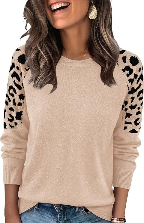 WIHOLL Womens Fall Sweaters Contrast Raglan Sleeve Tops Fashion Clothing | Amazon (US)