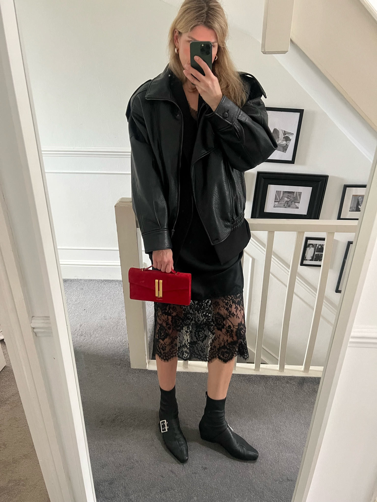 Zara jacket, midi dress, lace trim dress, demellier bag, red bag, evening outfit, Frankie shop blazer, heaven mayhem earrings 

#LTKuk #LTKdatenight #LTKspring