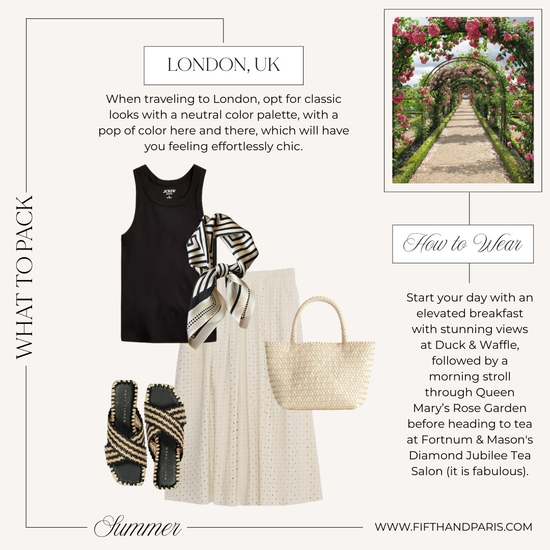 What to Wear in London this summer.  

Grab breakfast and head to Queen Mary’s Rose Garden before heading to afternoon tea.  

#LTKSeasonal #LTKOver40 #LTKTravel