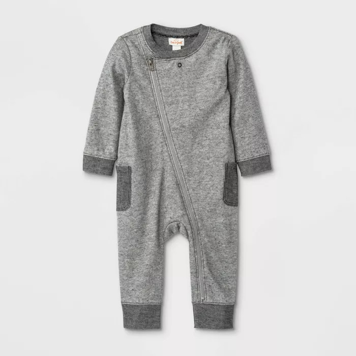 Baby Boys' Moto Romper - Cat & Jack™ Black Heather | Target