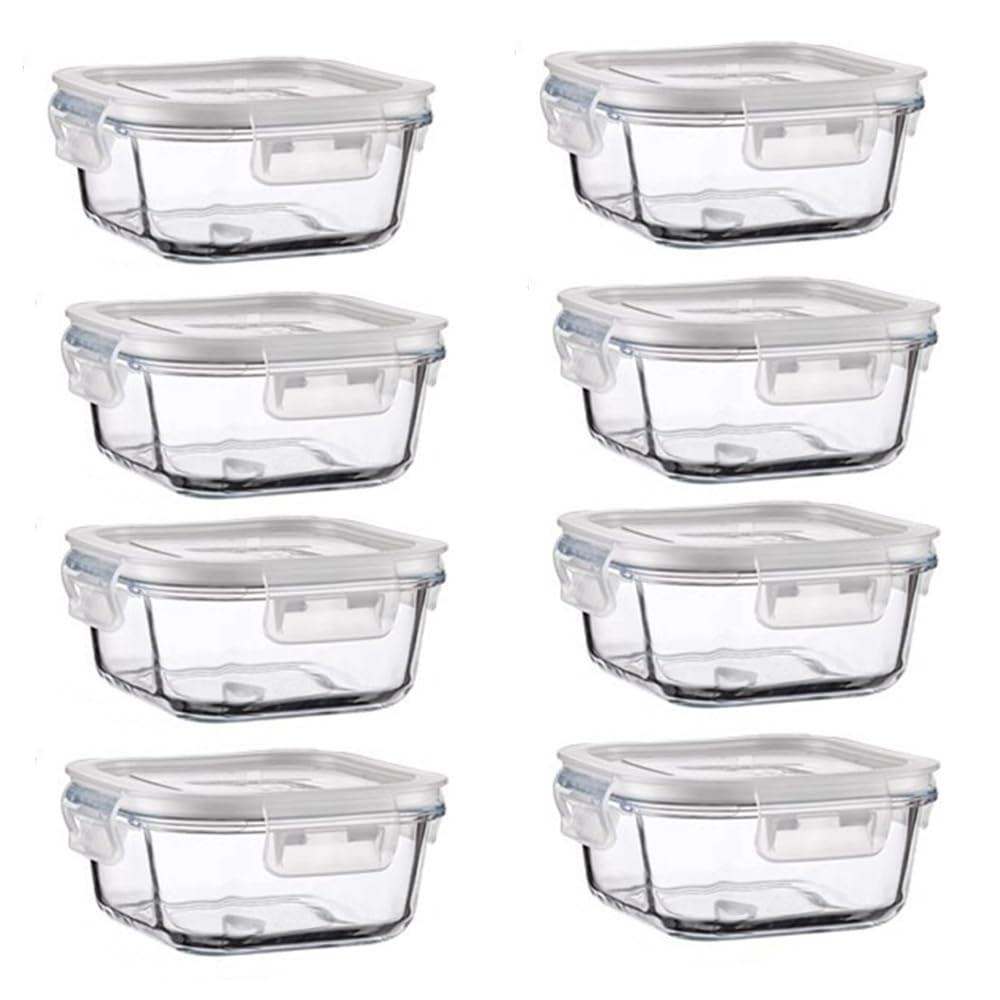 16oz Square Glass Food Storage Containers With Lids, 2 Cup Square Glass Food Containers With Lids... | Amazon (US)