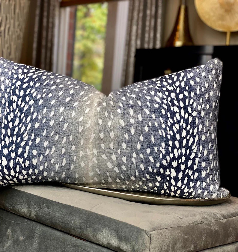 Antelope Navy Animal Print Decorative Throw Pillow Cover, Vern Yip Pillow Cover, Linen Animal Pri... | Etsy (US)