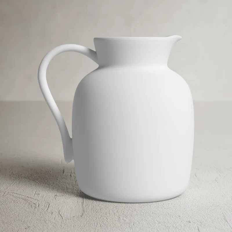 Ceramic Pitcher Vase Contemporary Farmhouse Decorative Pitcher Simple Decor For Kitchen Counter | Wayfair North America