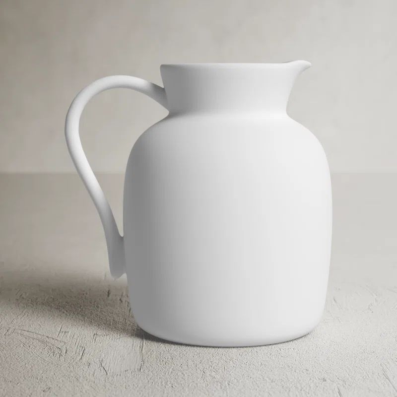 Ceramic Pitcher Vase Contemporary Farmhouse Decorative Pitcher Simple Decor For Kitchen Counter | Wayfair North America