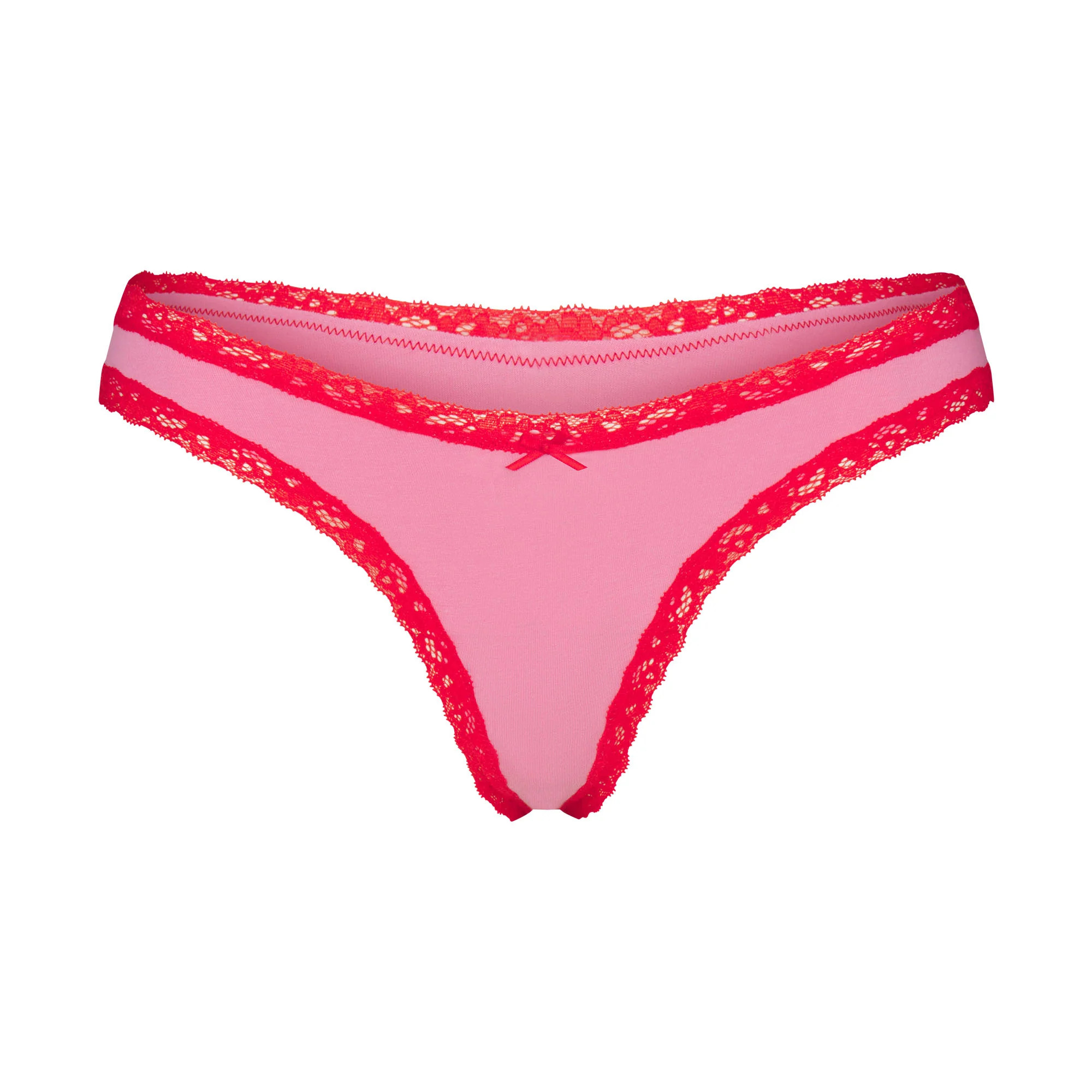 LIGHTWEIGHT COTTON LACE THONG | CARNATION CONTRAST | SKIMS | SKIMS (US)