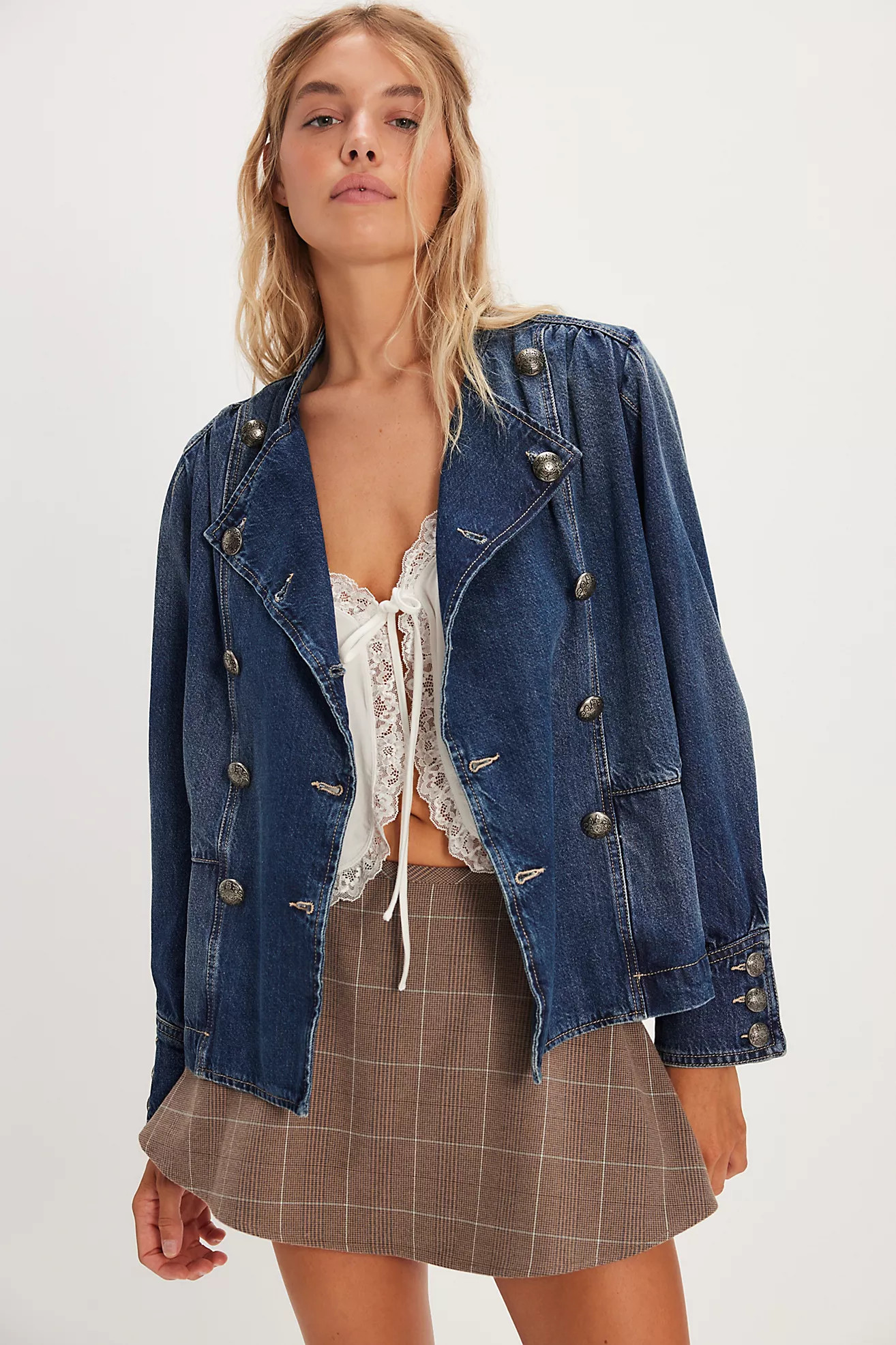 We The Free Imogene Denim Officer Jacket | Free People (Global - UK&FR Excluded)