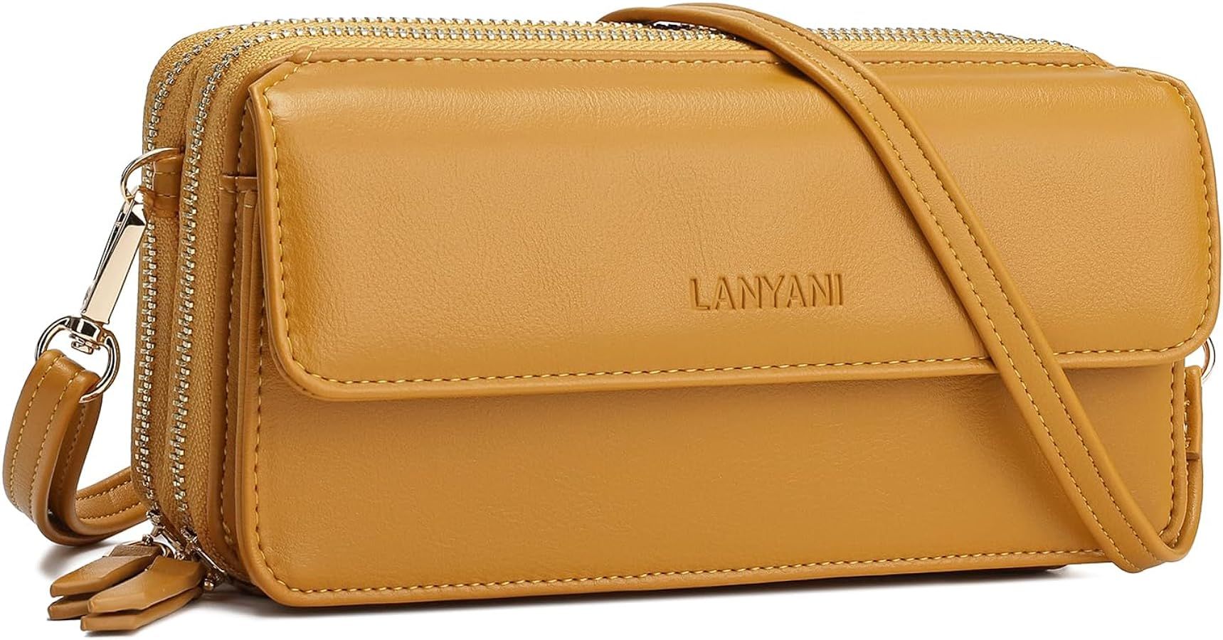 Lanyani RFID Crossbody Wallet Wristlet Purse with Phone Pocket For Women Vegan Leather… | Amazon (US)