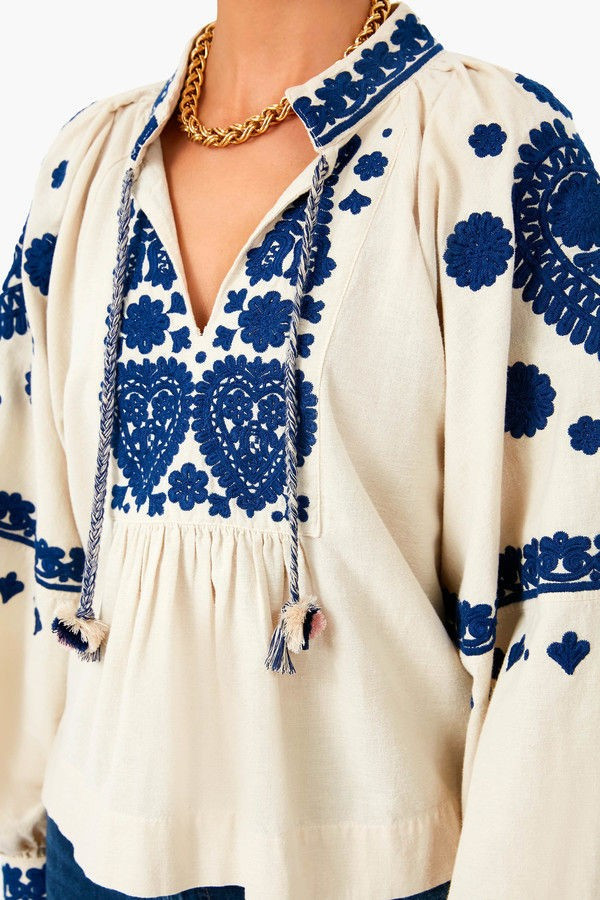 Cream Holly Soutache Longsleeve Top | Tuckernuck (US)