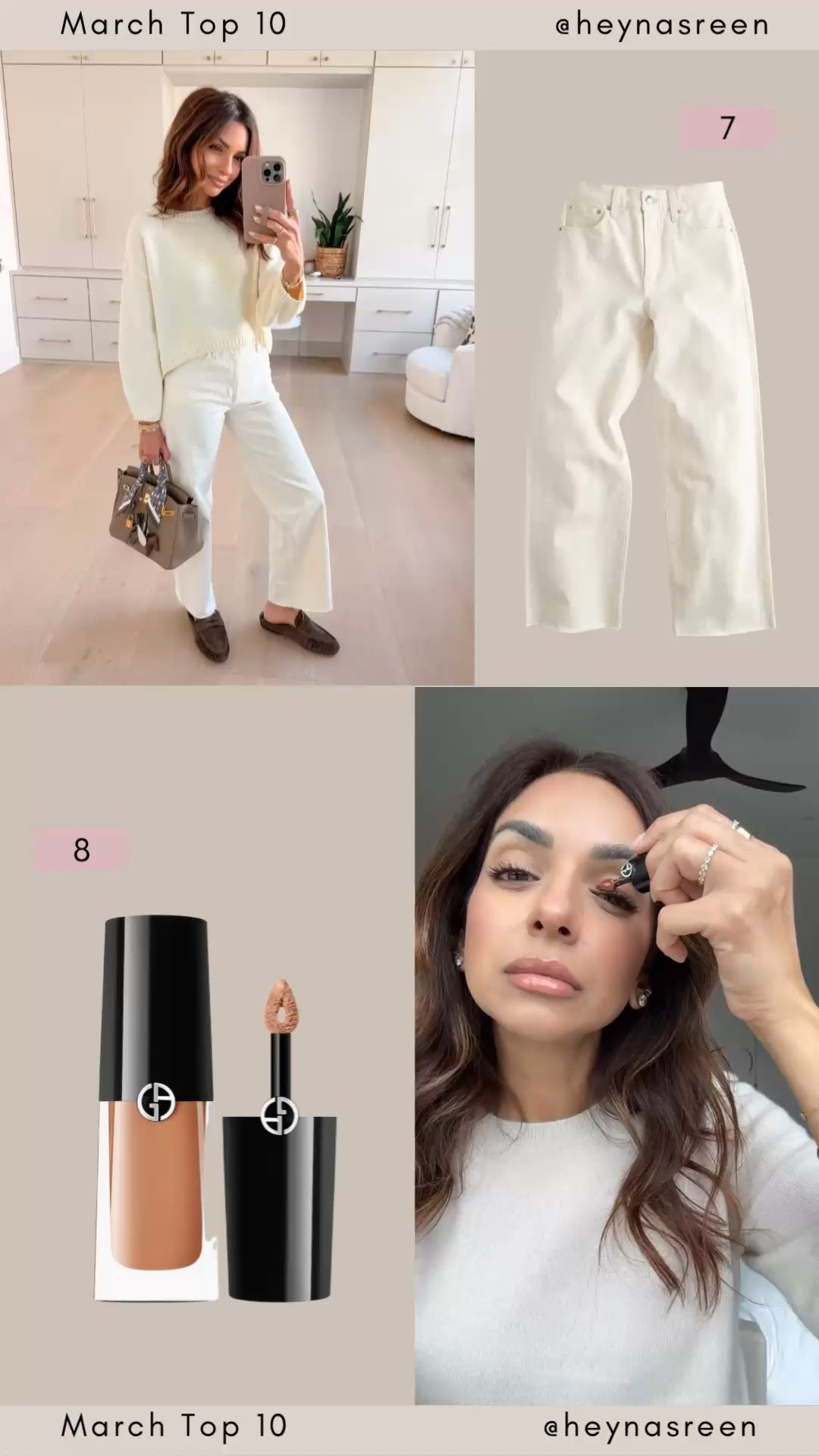 March Top 10:
#7: Madewell off-white jeans, wearing my true size 24 but in regular length and not cropped 
#8: Armani eyeshadow shade 22m