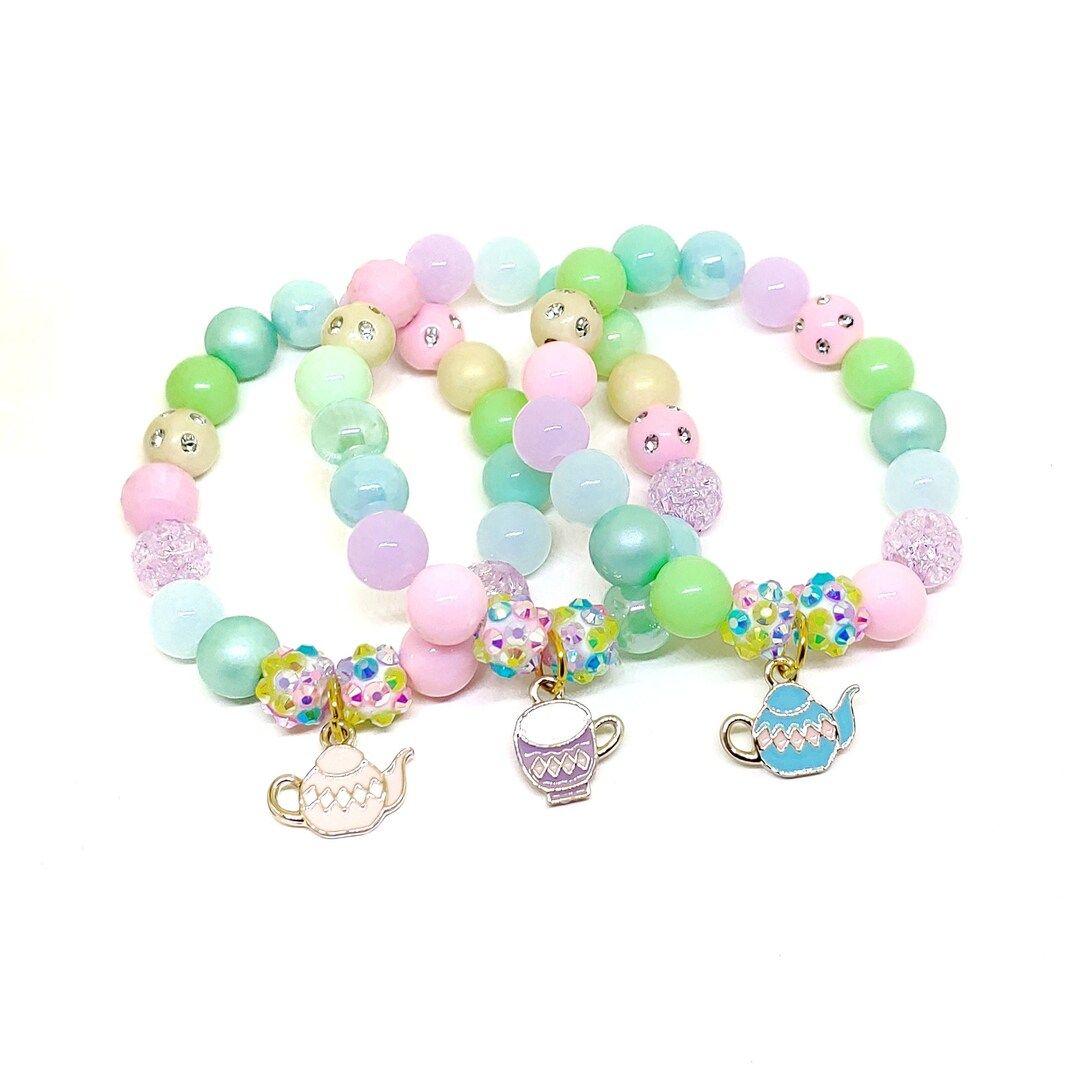 Pastel Tea Party Birthday Bracelets Party Favors Mixed Charms - Etsy | Etsy (US)