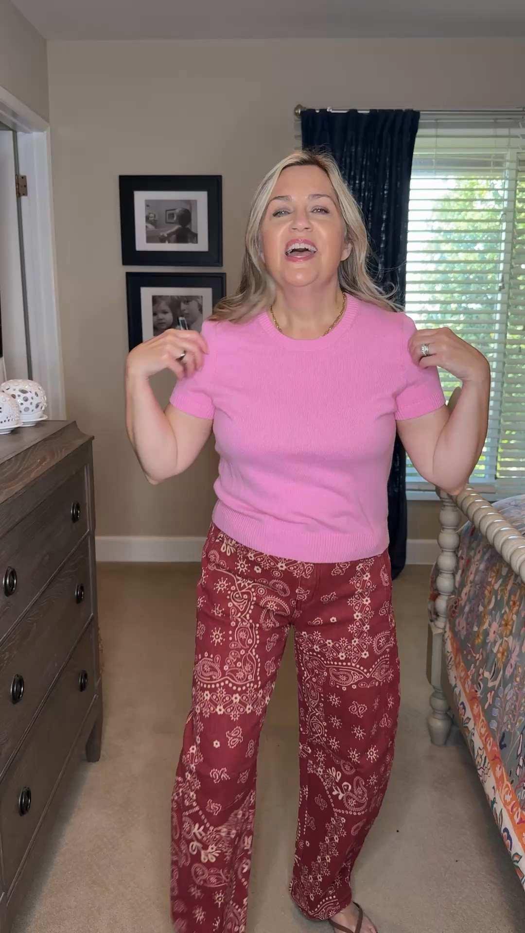 Loving this cute red & pink look. The bandanna print jeans are so fun too!

#LTKootd #LTKOver40 #LTKdayinmylife