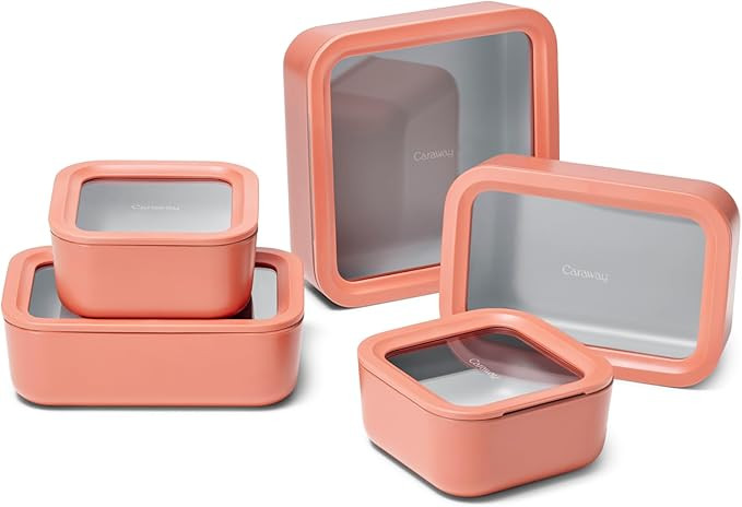 Caraway 13pc Glass Food Storage Container Set - Easy to Store, Non Toxic Lunch Box - with Glass L... | Amazon (US)