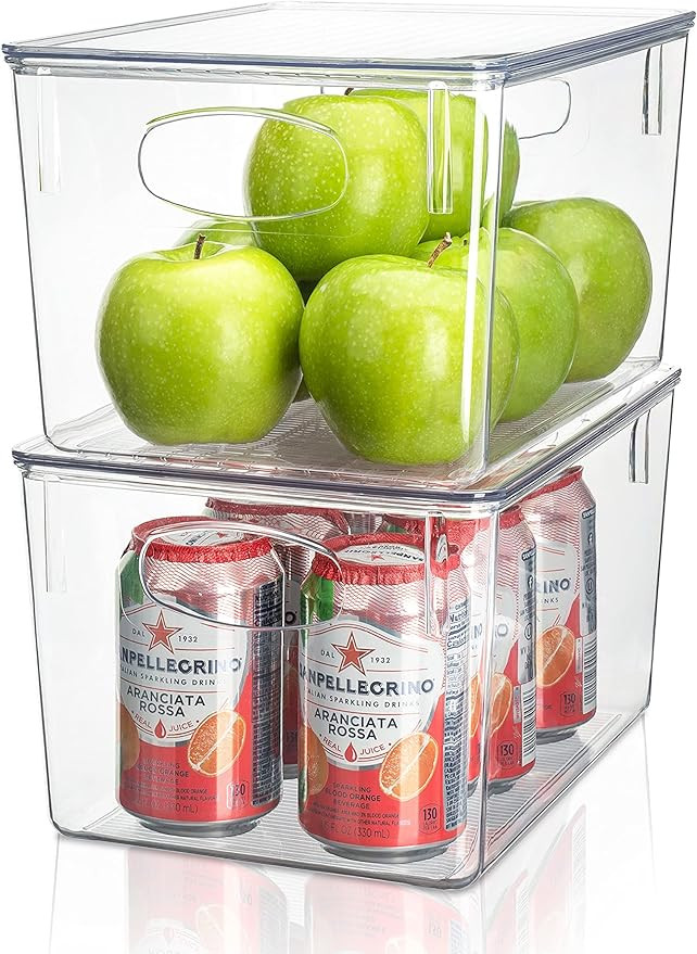 Sorbus Plastic Storage Clear Bins with Lid, Stackable Pantry Organizer Box Bin Containers for Org... | Amazon (US)
