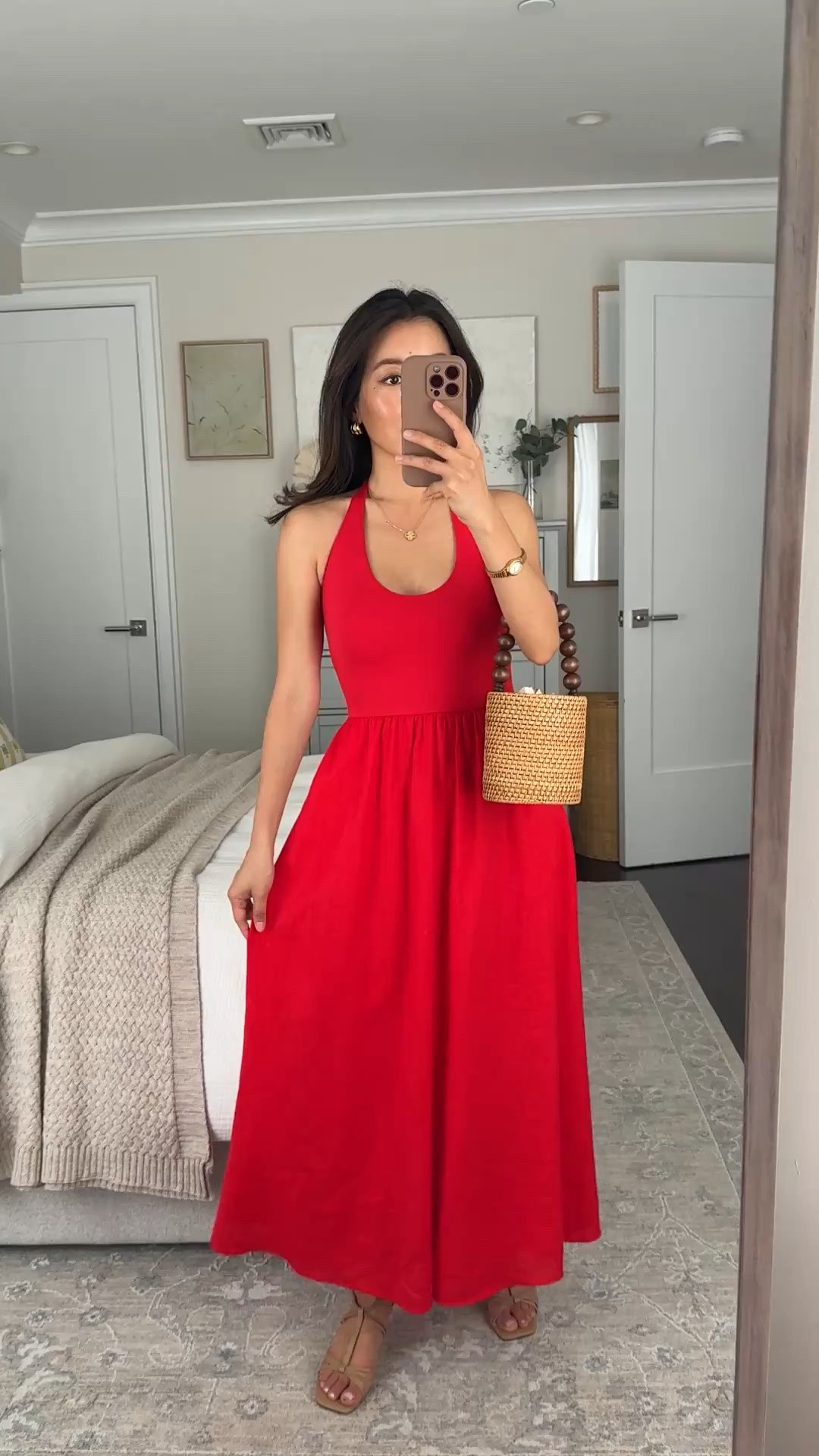 Sizing info below! Also linked the cutest red linen set for your mini. 
• J.Crew cotton +  linen dress xxs regular. Stretch cotton upper and flowy, lined linen skirt with pockets. Petite friendly as a maxi length.

• rattan bucket bag with attached liner bag

• old jcrew sandals  

Petite friendly dress, red summer dress, halter neck dress

#LTKPetite #LTKSeasonal #LTKootd