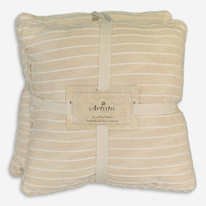 Cream Textured Stripes Cushion Pair 45x45cm | TK Maxx
