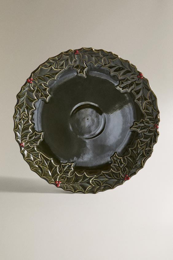 CHRISTMAS PORCELAIN HOLLY LEAF SERVING DISH | Zara US