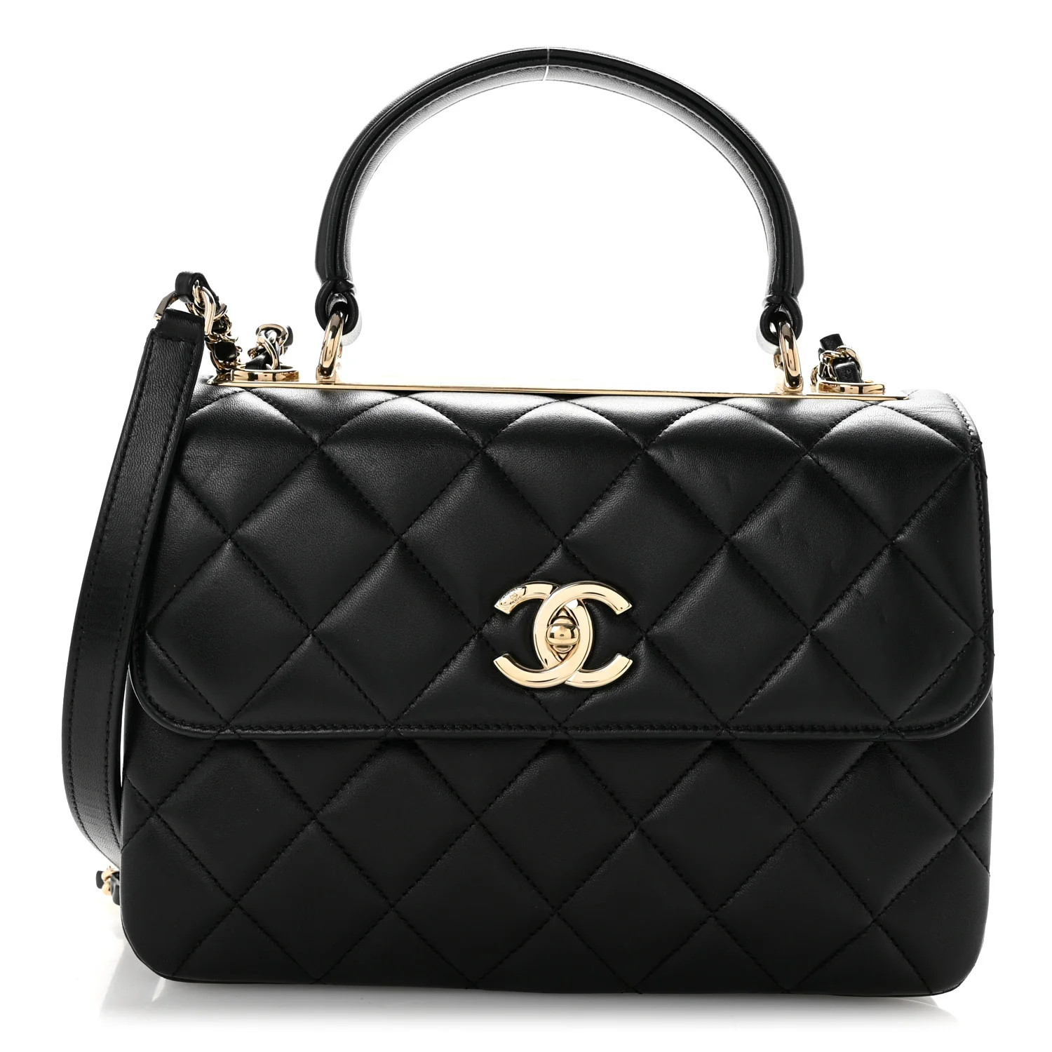 Chanel Lambskin Quilted Small Trendy CC Dual Handle Flap Bag Black 1911749 | FASHIONPHILE (US)