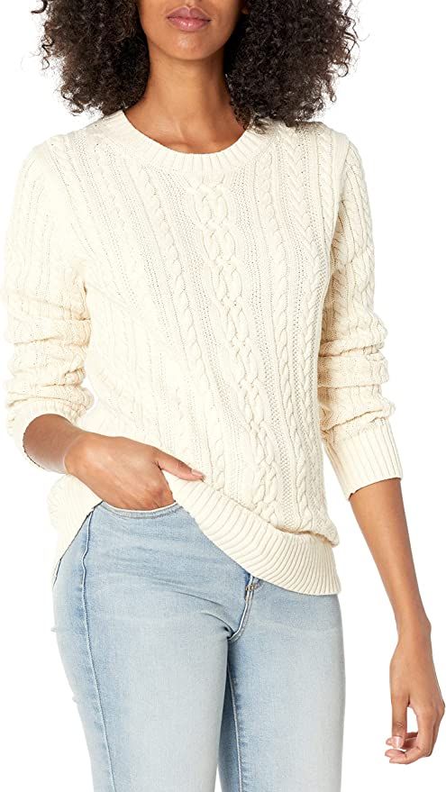 Amazon Essentials Women's Fisherman Cable Long-Sleeve Crewneck Sweater | Amazon (US)