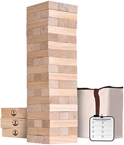 GoSports Giant Wooden Toppling Tower (Stacks to 5+ Feet) - Choose Between Natural, Brown Stain, G... | Amazon (US)