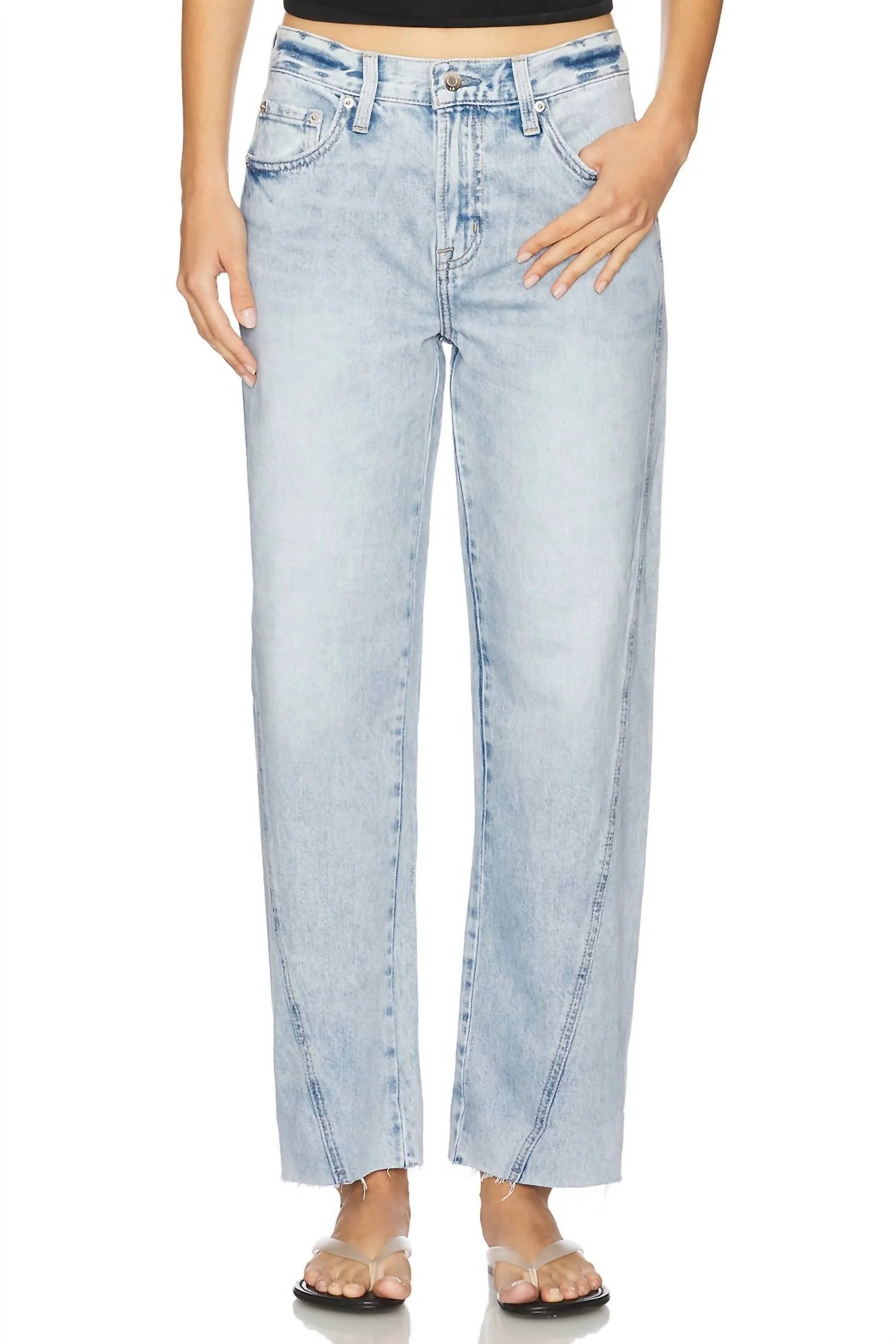 Kacey Mid Rise Cuffed Straight Jeans In Berkeley | Shop Simon