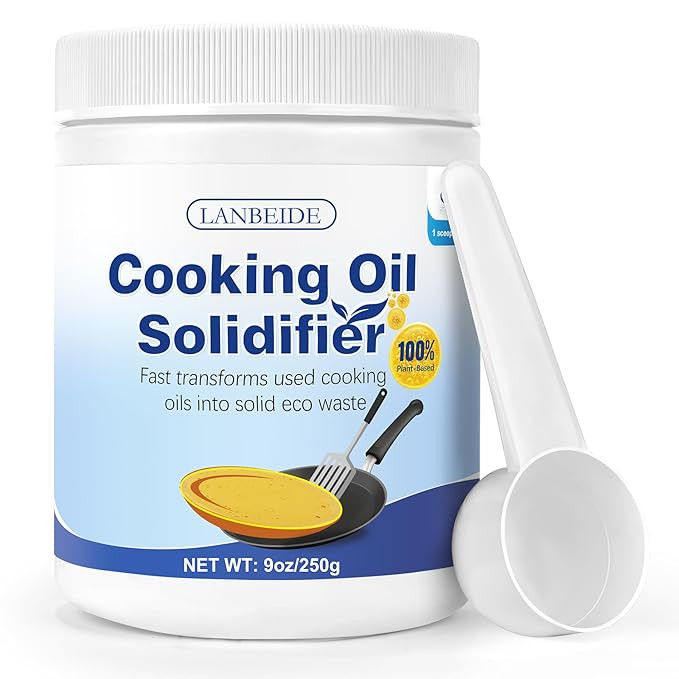 LANBEIDE Fry Cooking Oil Solidifier Powder, Hard Up to 25 Cups - 100% Plant-Based Cooking Oil Har... | Amazon (US)