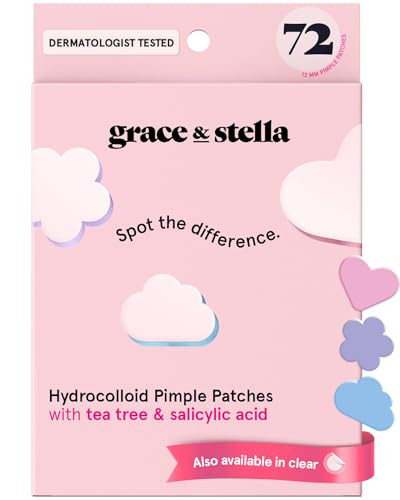 grace & stella Award Winning Pore Strip - Pimple Patches for Face - Hydrocolloid Acne Patches - Absorbs Zits, Reduces Redness - Cute Patches Dermatologist-Tested, Vegan (Multishape, 72 Count) | Amazon (US)