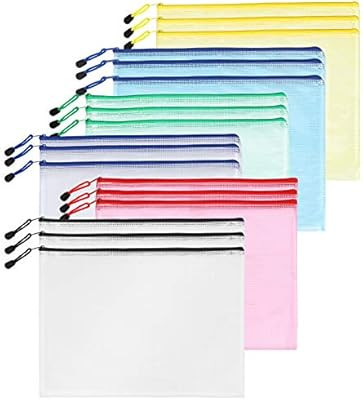 SUNEE Plastic Mesh Zipper Pouch 10x14 in (6 Colors, 18 Packs),Extra Large Water-Resistant Zip Bag... | Amazon (US)