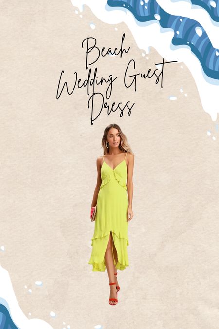 Beach wedding guest dress
Lime green dress 
Ruffle dress 
Midi dress 


#LTKFindsUnder100 #LTKStyleTip #LTKSeasonal
