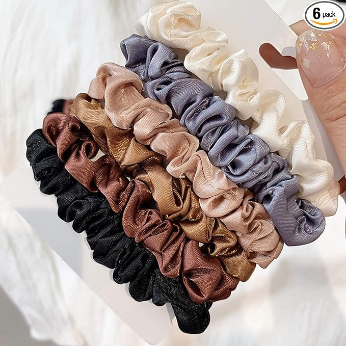 6pcs Satin Headband Basic Hair Rope Headband Hair Accessory Rubber Band,Gift | Amazon (US)