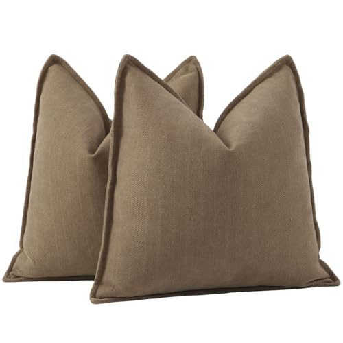 MADIZZ Textured Chenille Throw Pillow Covers Set of 2 Super Soft Decorative Pillow Covers Boho Cushion Covers Modern Farmhouse Home Decor for Sofa Bedroom 22x22 inch Brown | Amazon (CA)