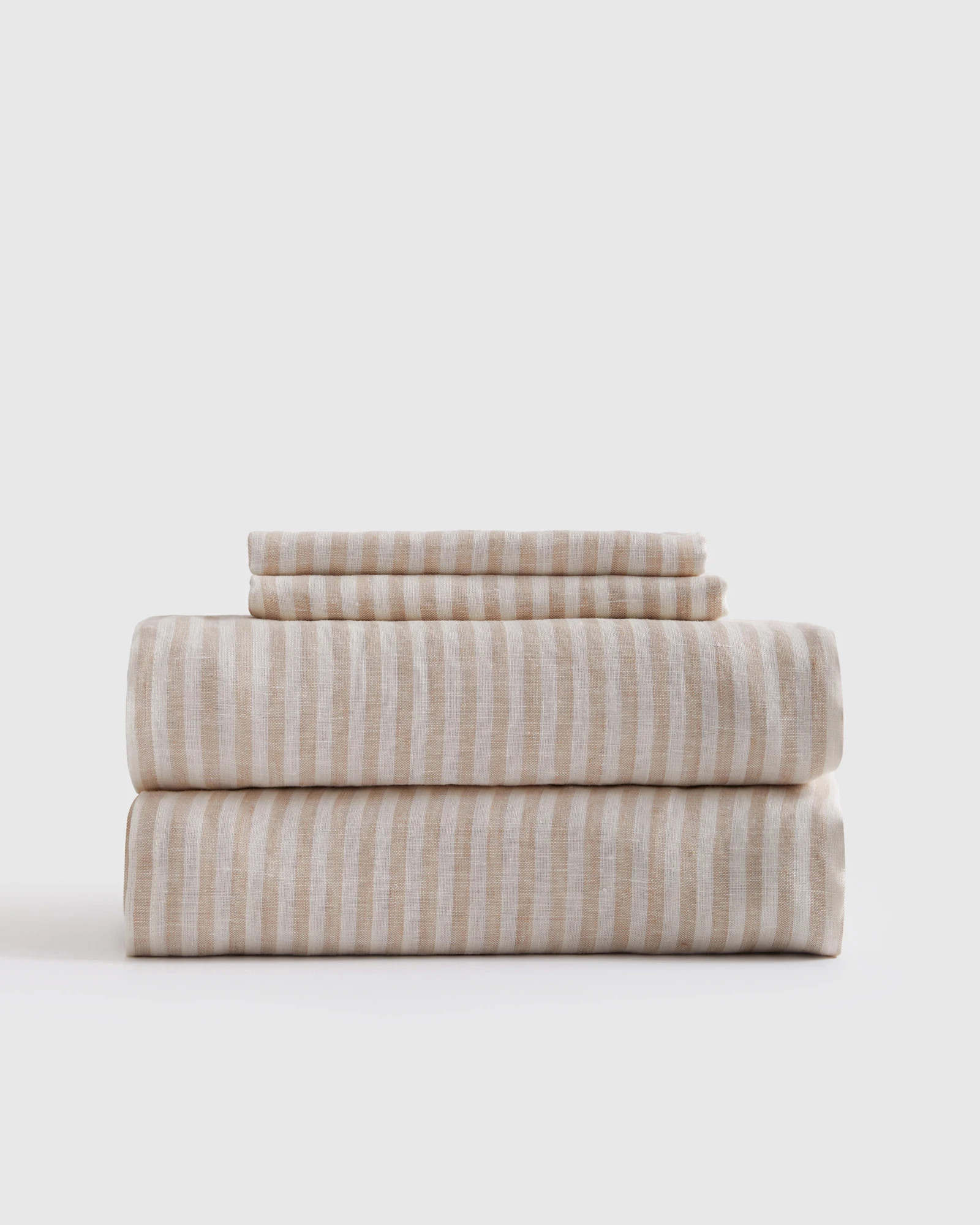 Quince | European Linen Stripe Sheet Set in Pencil Stripe, Size Queen | Quince