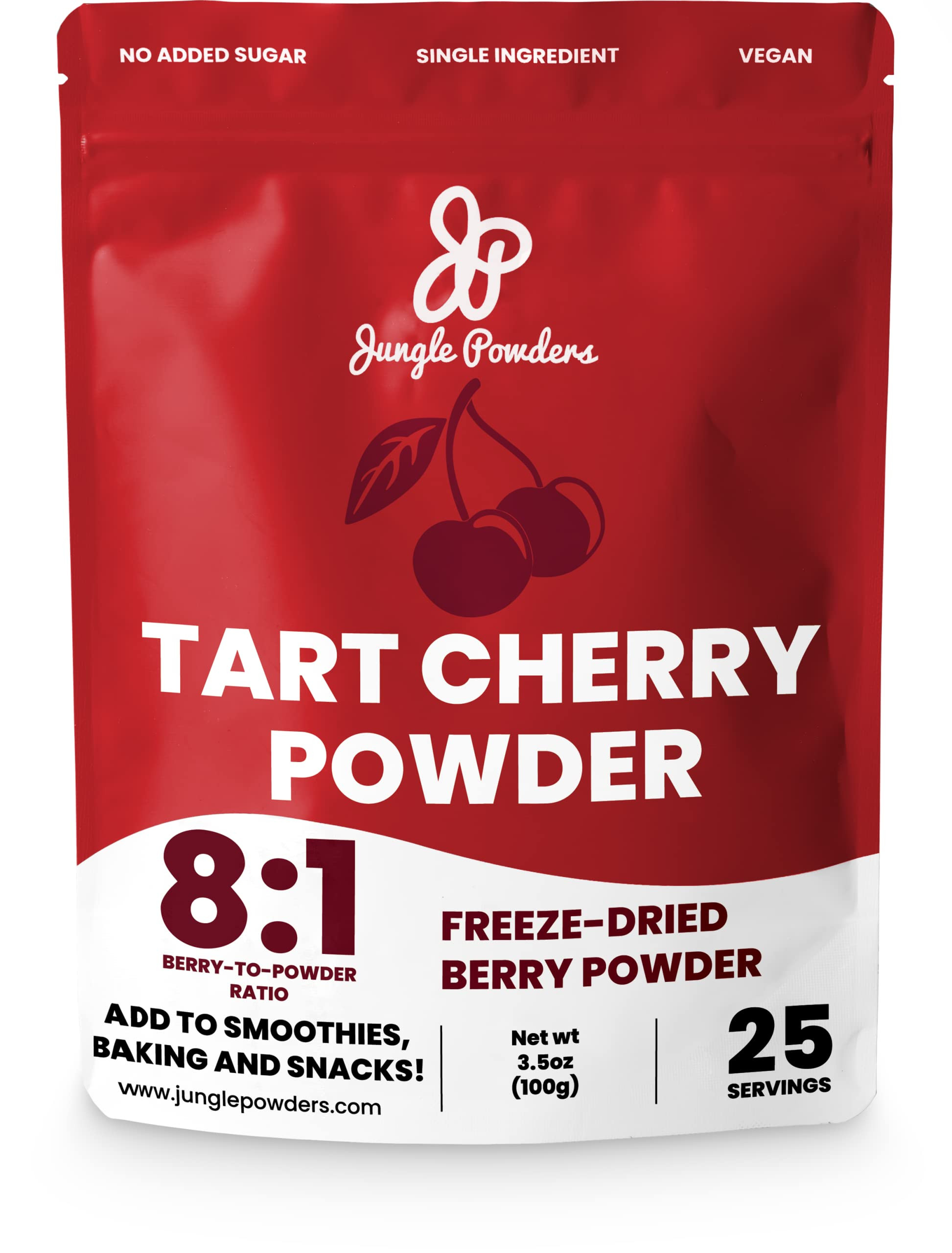 Jungle Powders Freeze Dried Tart Cherry Powder For Smoothie 3.5 Ounce Bag, Powdered Cherries Unsw... | Amazon (US)