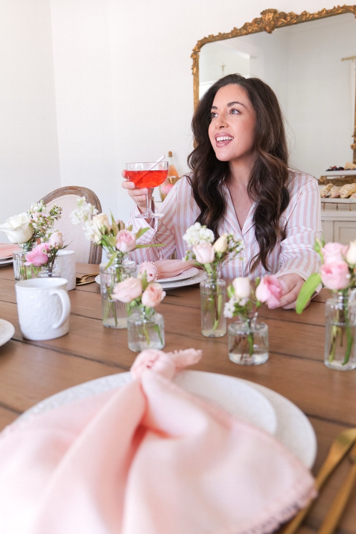 This Valentine's Day, create a romantic brunch tablescape your loved ones won't soon forget. An abundance of garden roses in blush and white will give your space a romantic touch. You can incorporate a variety of pink and white roses to give your tablescape a soft and beautiful texture. Also consider adding a few accents of greenery, like eucalyptus, for a fresh, whimsical and natural look. To keep a bottle of rosé chilled, fill a champagne bucket with ice and add left over florals peddles to the ice for a beautiful, over the top creative detail that will tie into the centerpiece. Place your favorite rosé glasses by the bucket, and stuff it with cotton candy for an extra pop of color and sweetness. With these simple tips, you can create a beautiful Valentine's Day brunch tablescape that will wow your guests.

#LTKHome #LTKParties #LTKSeasonal