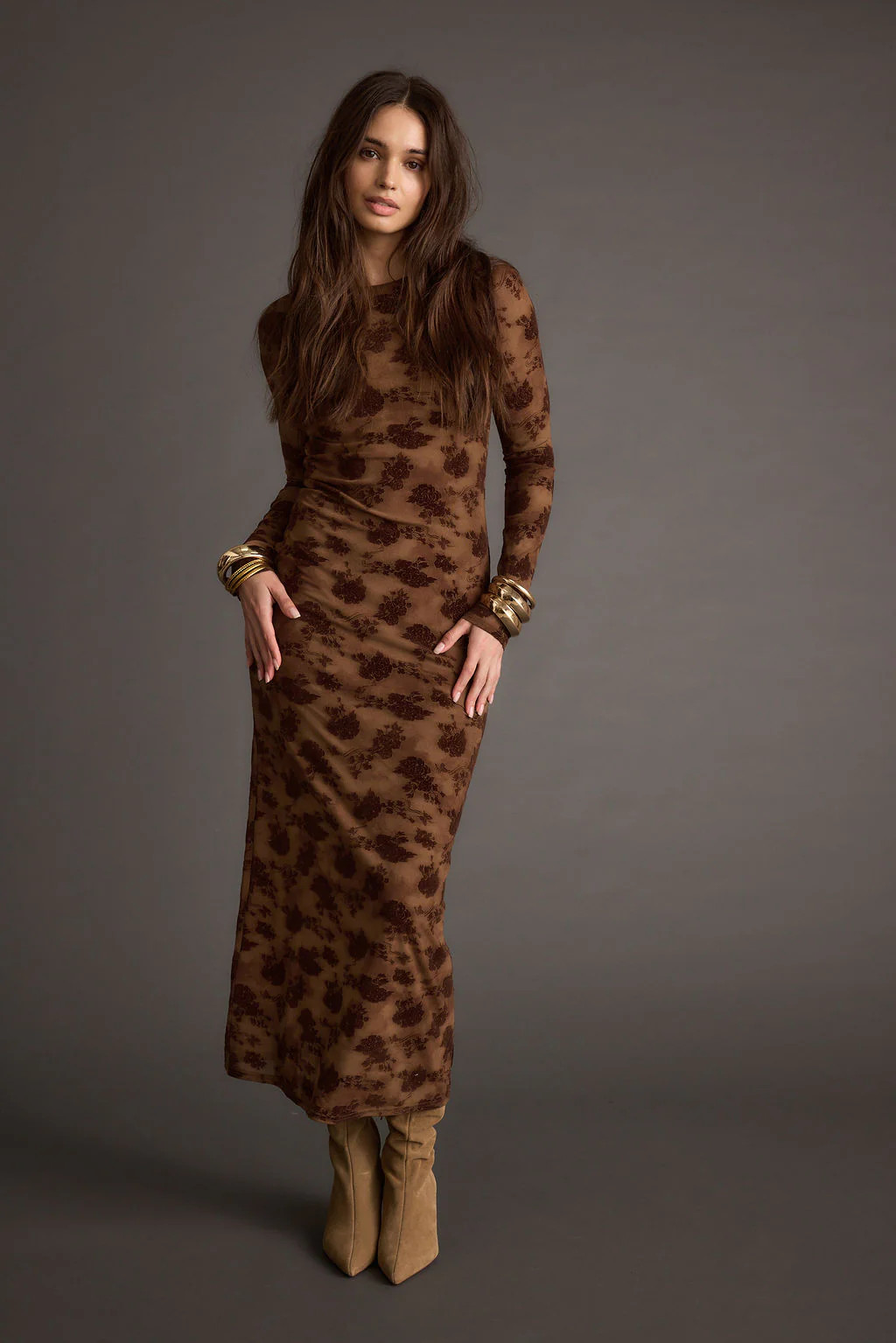 Casanova Brown Floral Maxi Dress | 12th Tribe