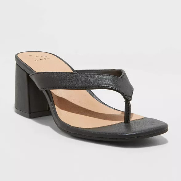 Women's Hazel Heel Thong Sandals - A New Day™ Black | Target