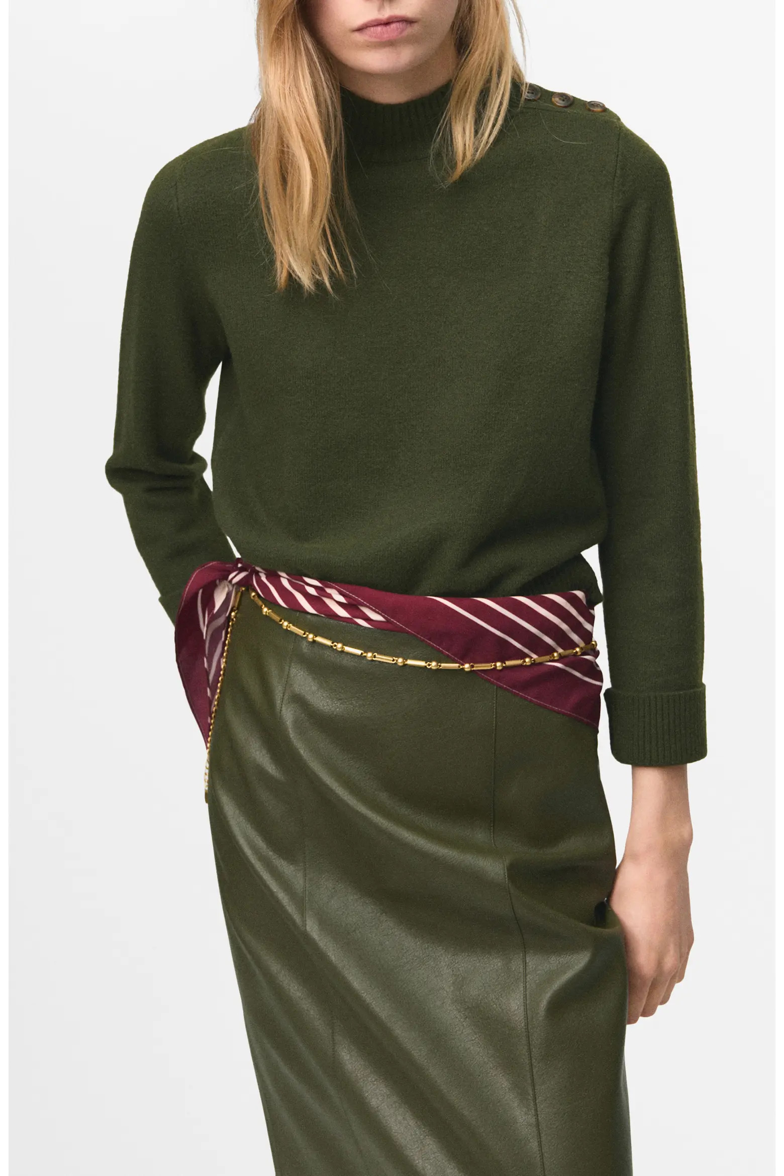 MANGO Shoulder Button Mock Neck Sweater (Women) | Nordstrom | Nordstrom