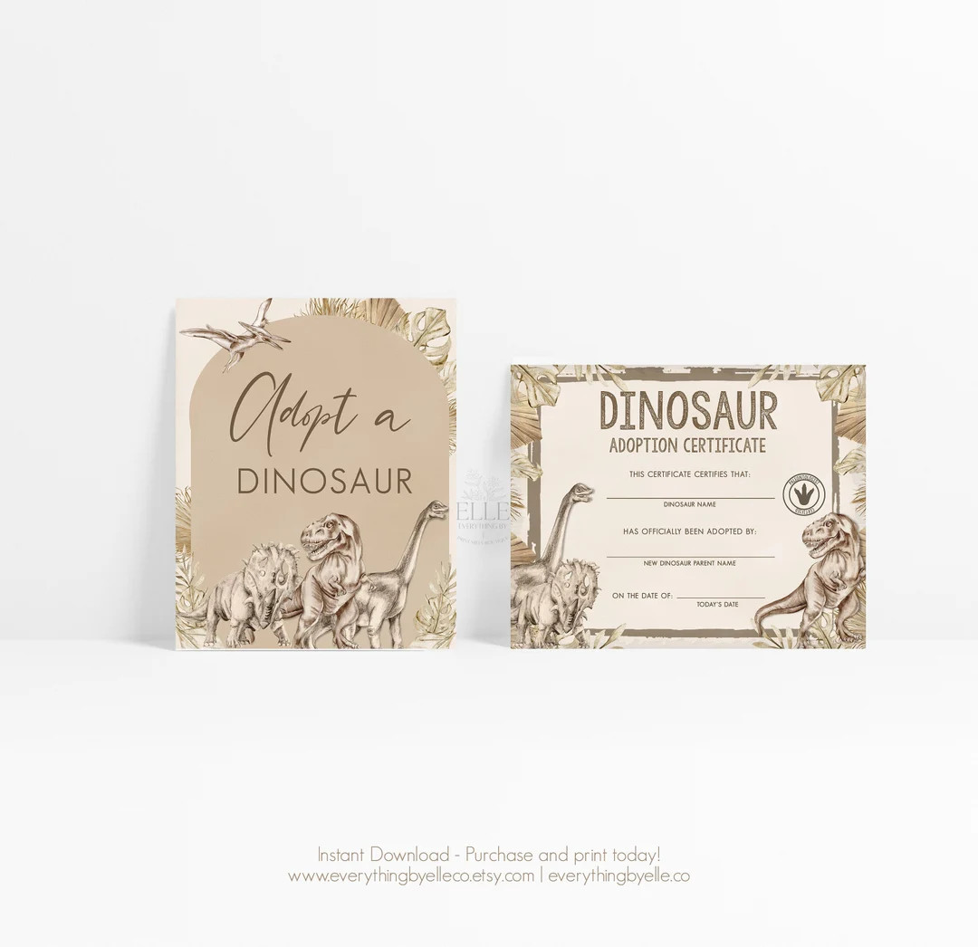 Adopt A Dinosaur Sign Instant Download Dinosaur Adoption - Etsy | Etsy (US)