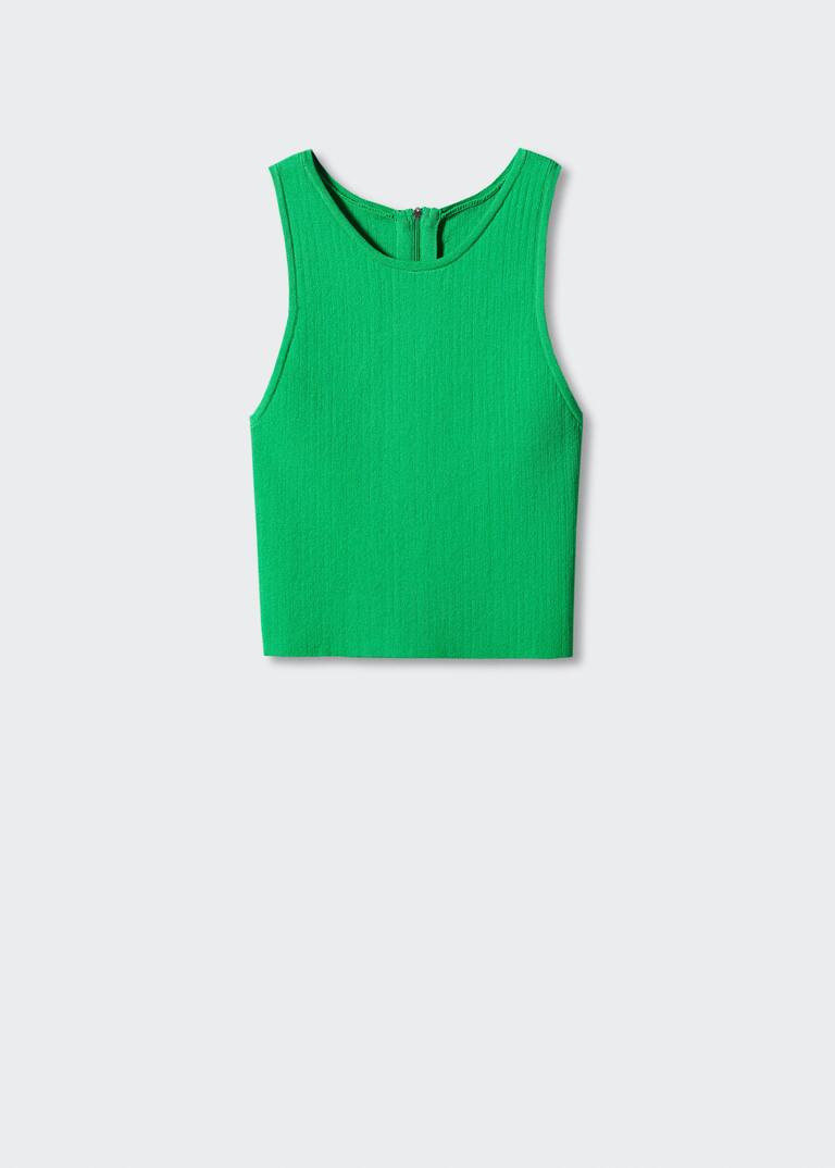 Ribbed knit top with zip -  Women | Mango USA | MANGO (US)
