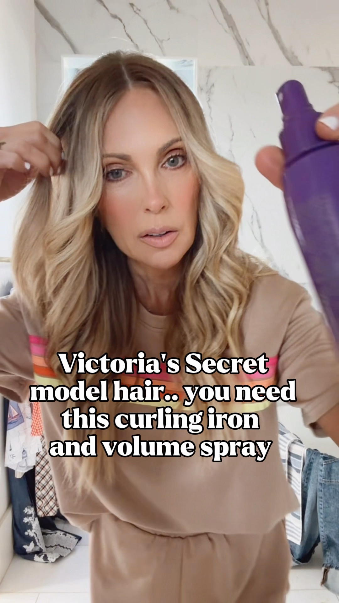 I'm not sure what's in the densifying spray but it adds a ton of volume!  Use before drying. Curl away from the face, spray, cool and spray again.

#LTKmomlife #LTKmorningroutine #LTKBeauty