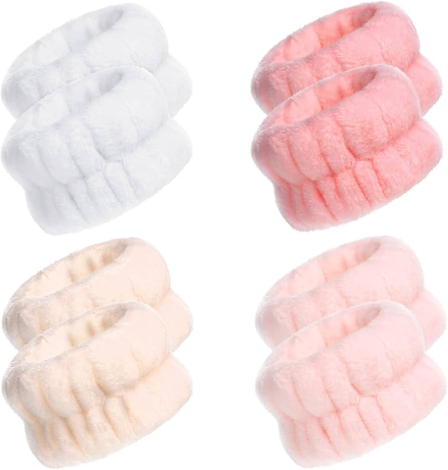 4 Pairs Wrist Spa Washband Microfiber Wrist Wash Towel Band Wristband Scrunchies for Washing Face... | Amazon (US)
