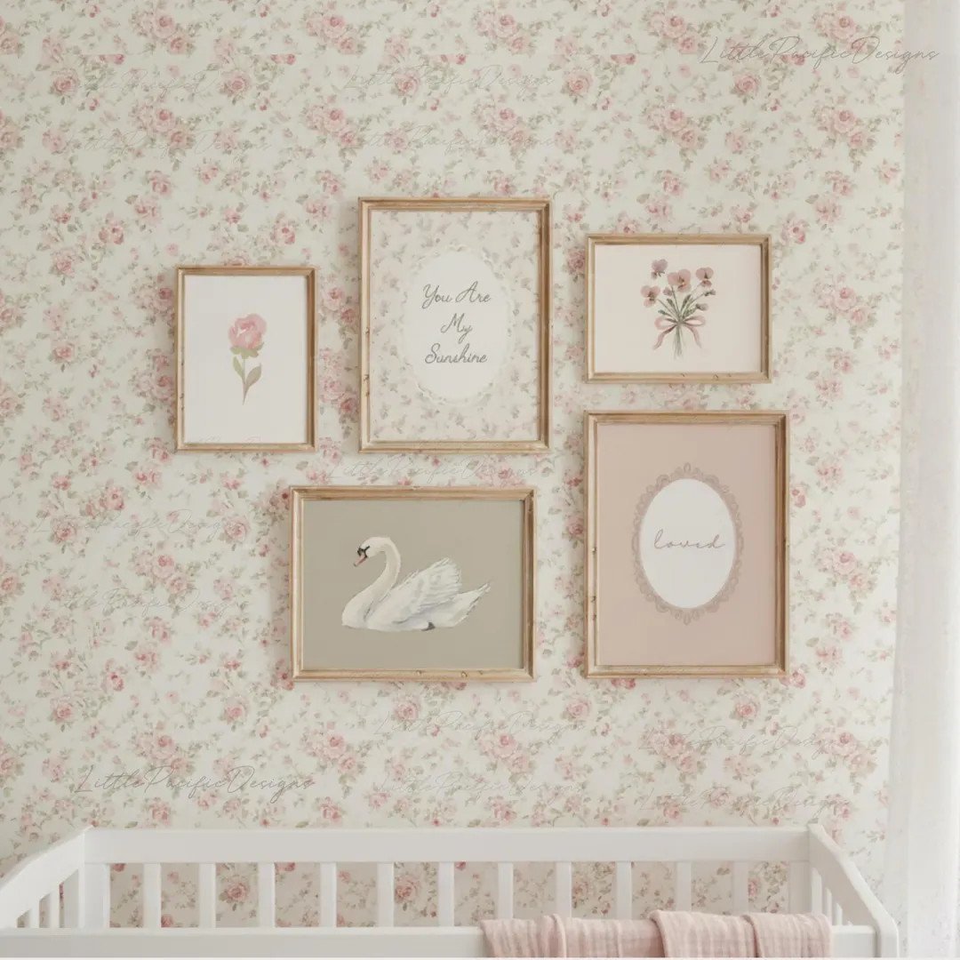 Set of 11 Vintage Girl Nursery Prints | Pink and Green Nursery Decor | Vintage Playroom Art - Ets... | Etsy (US)