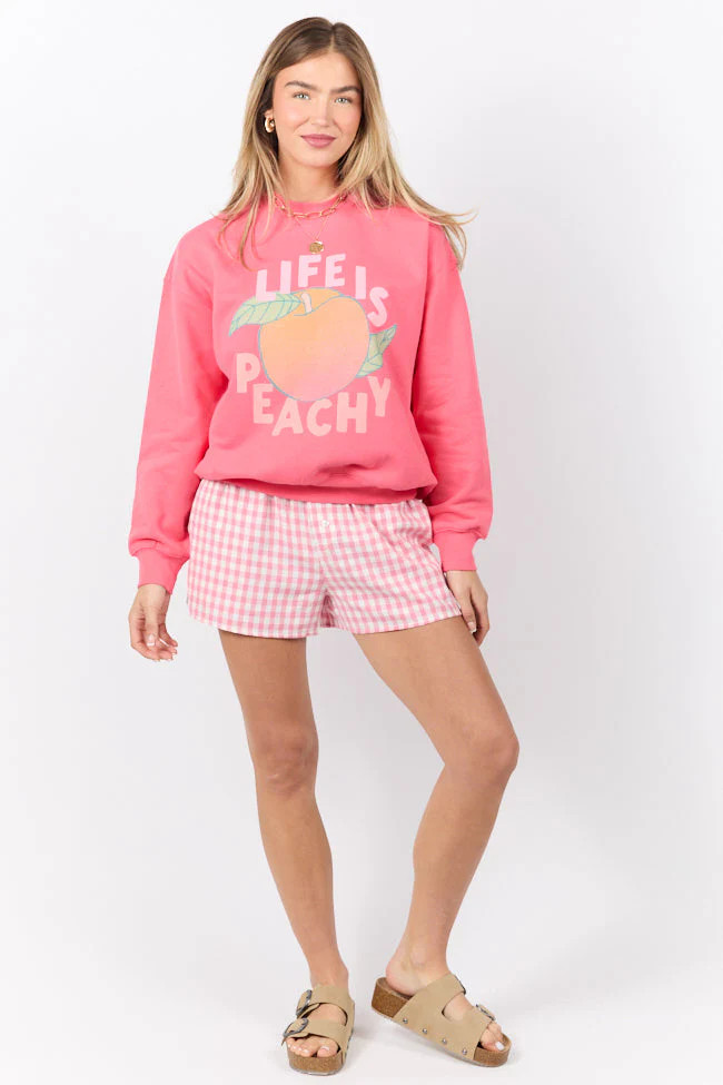Life Is Peachy Light Red Graphic Sweatshirt | Pink Lily