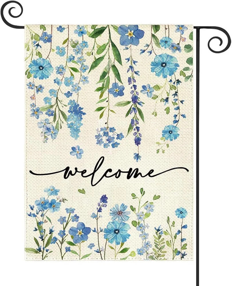 Baccessor Spring Summer Welcome Garden Flag 12.5 x 18 Inch Funny Blue Floral Spring Small Yard Fl... | Amazon (US)