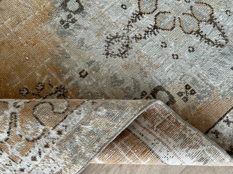 3x5 Orange Blue Beige Vintage Rug, 3x5 Natural Oushak Rug,turkish Living Room Bedroom Kitchen Kid... | Etsy (US)