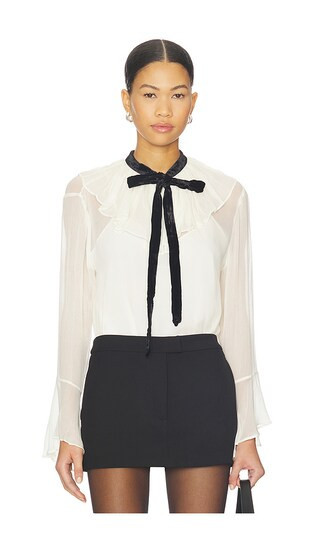 Polo Ralph Lauren Crinkle Long Sleeve Top in Cream. - size 4 | Revolve Clothing (Global)